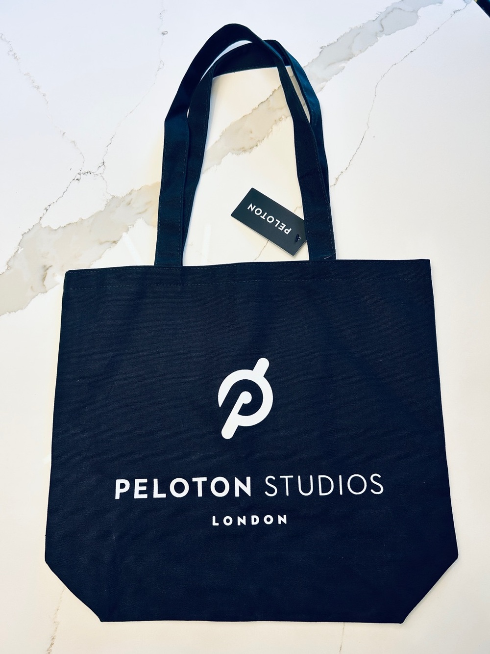 NWT Peloton Black Canvas Tote with White Logo
